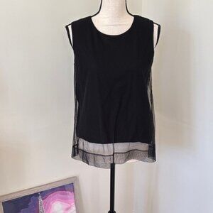 Black Sleeveless Top with Sheer Overlay Size Small